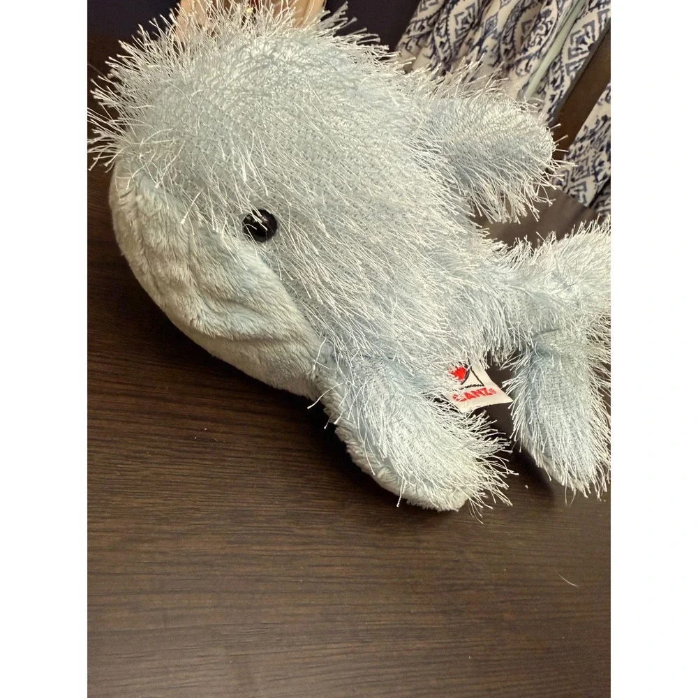 Ganz Webkinz Blue Whale‎ HM356 Light Blue Fuzzy Tinsel Plush Stuffed Animal Toy